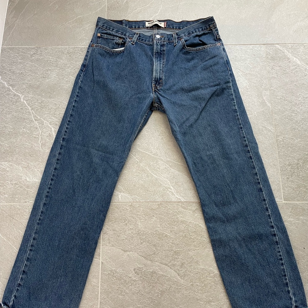 Levi's 505 Regular Fit Mens Jeans Dark Wash Denim Straight Big & Tall 38x32